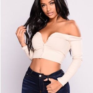 Fashion Nova Off shoulder Crop Long Sleeve